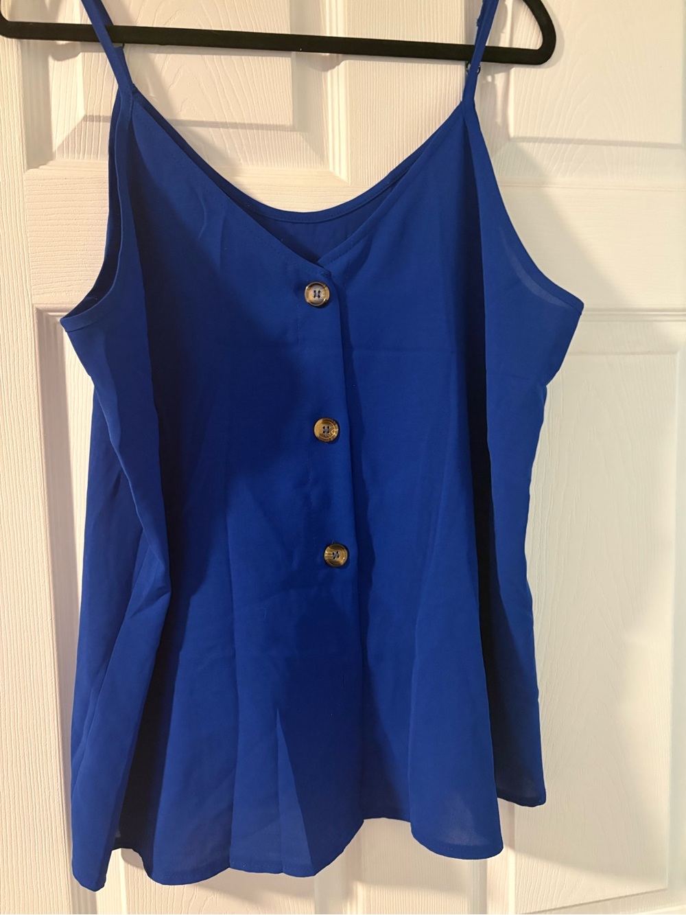 Sleeveless Royal Blue Button-Front Camisole Top